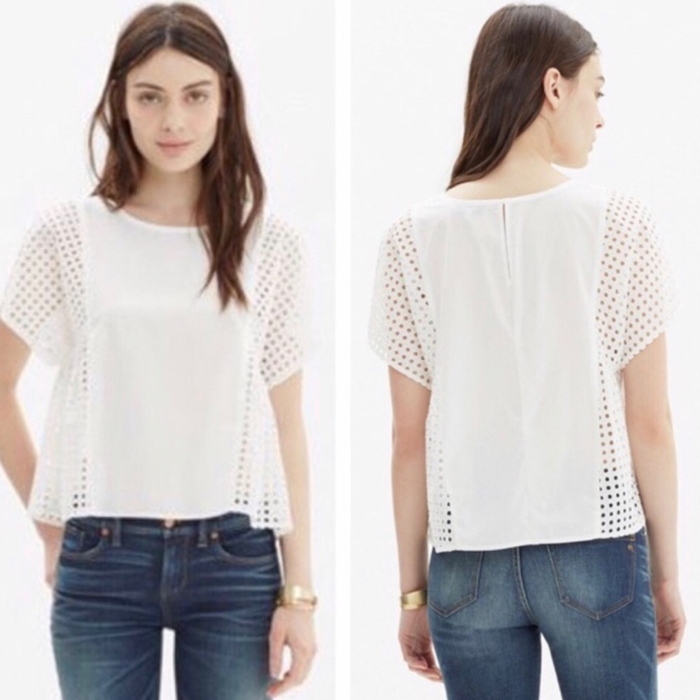 Madewell Eyelet Flutter Top White 12